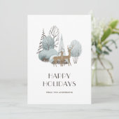 水彩雪の冬のシーン森林の鹿 シーズンカード (スタンド正面)