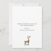 水彩雪の冬のシーン森林の鹿 シーズンカード (裏面)