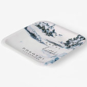 水彩雪の冬の山のエレガント誕生日 ペーパープレート (傾斜あり)