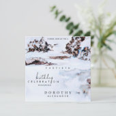 水彩雪の冬の山のエレガント誕生日 招待状 (スタンド正面)