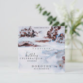 水彩雪の冬の山のエレガント誕生日 招待状 (スタンド正面)