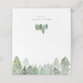 水彩雪の多い常緑森林景観冬 プレイスカード (外部開封)