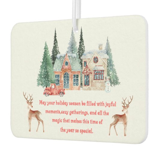 水彩雪の家のクリスマス カーエアーフレッシュナー (左)