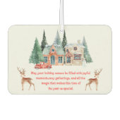 水彩雪の家のクリスマス カーエアーフレッシュナー (正面)