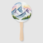 水彩雪の山の風景結婚の ハンドファン (裏面)