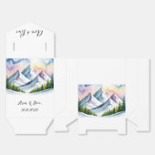 水彩雪の山の風景結婚の フェイバーボックス (見開き)