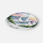 水彩雪の山の風景結婚の ペーパープレート (アングル)