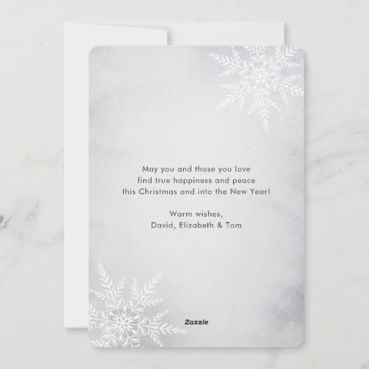 水彩雪の山スタグメリークリスマス シーズンカード (裏面)