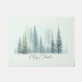 水彩雪の木々のカスタムクリスマス ドアマット (正面)