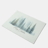 水彩雪の木々のカスタムクリスマス ドアマット (アングル)