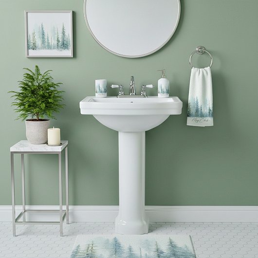 水彩雪の木々のカスタムクリスマス ハンドタオル