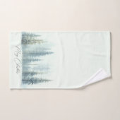 水彩雪の木々のカスタムクリスマス ハンドタオル (ハンドタオル)