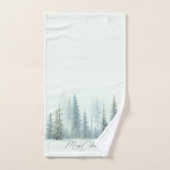 水彩雪の木々のカスタムクリスマス ハンドタオル (ハンドタオル)