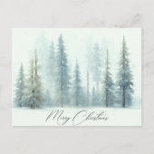 水彩雪の木々のカスタムクリスマス ポストカード (正面)