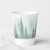 水彩雪の木々のカスタムクリスマス 紙コップ (裏面)
