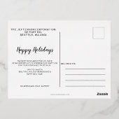 水彩雪の松の木の森の冬ビジネス 箔シーズンポストカード (裏面)