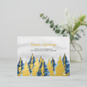 水彩雪の松の木の森の冬ビジネス 箔シーズンポストカード (立ち正面)