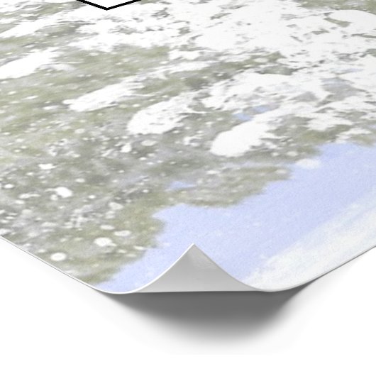 水彩雪の松の木楕円形の家族の写真 ポスター (角)