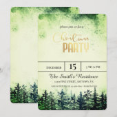 水彩雪の松の森 招待状 (正面/裏面)