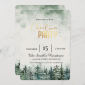 水彩雪の松の森 招待状 (正面/裏面)