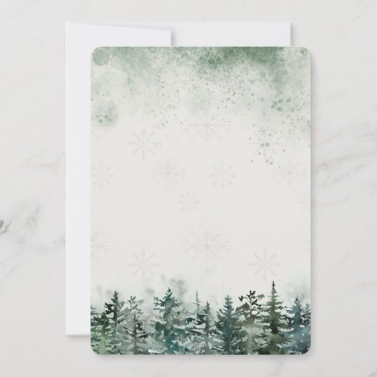 水彩雪の松の森 招待状 (裏面)