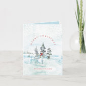 水彩雪の森のクリスマスカード シーズンカード (正面)
