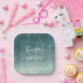 水彩雪の結晶の冬のブライズシャワー ペーパープレート (パーティー)