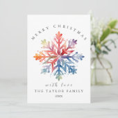 水彩雪の結晶クリスマスカード 招待状 (スタンド正面)