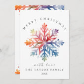 水彩雪の結晶クリスマスカード 招待状 (正面/裏面)