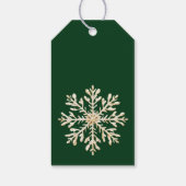 水彩雪の結晶グリーンのカスタムクリスマス ギフトタグ (裏面)