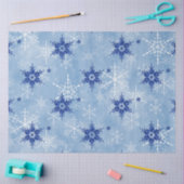 水彩雪の結晶ネイビーブルーとホワイト 薄葉紙 (クラフト)