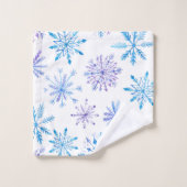 水彩雪の結晶ブルー&パープル バスタオルセット (ウォッシュタオル)