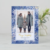 水彩雪の結晶 エレガント 箔シーズンカード (立ち正面)