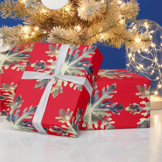水彩雪の結晶、魔法の色 ラッピングペーパー (クリスマス)