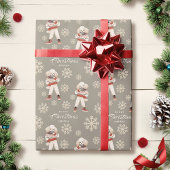 水彩雪の結晶Taupeプードルドッグクリスマス ラッピングペーパー