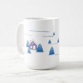 水彩雪の風景コーヒーマグ コーヒーマグカップ (正面左)