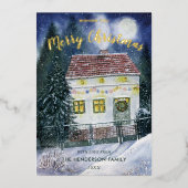 水彩雪カバーフェスティバルコテージ 箔シーズンカード (正面)