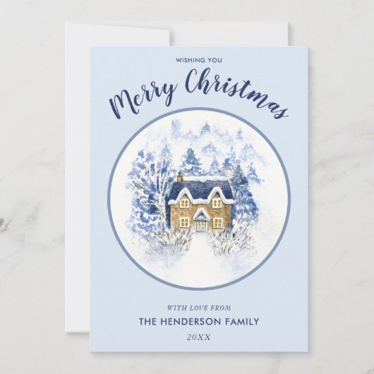 水彩雪カバーヴィンテージコテージ シーズンカード (正面)