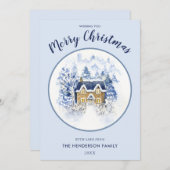 水彩雪カバーヴィンテージコテージ シーズンカード (正面/裏面)