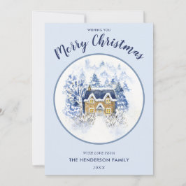 水彩雪カバーヴィンテージコテージ シーズンカード