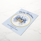 水彩雪カバーヴィンテージコテージ 箔シーズンカード (回転した状態)