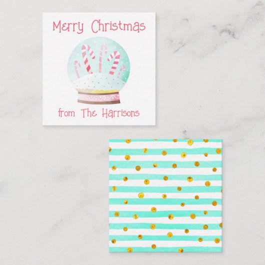 水彩雪グローブクリスマスギフトエンクロージャー ノートカード (正面/裏面)