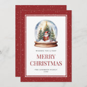 水彩雪グローブレッド雪クリスマスカード シーズンカード (正面/裏面)