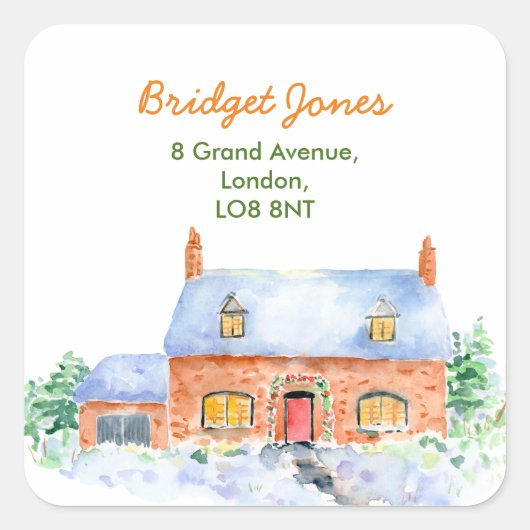 水彩雪コテージ住所 シール (正面)