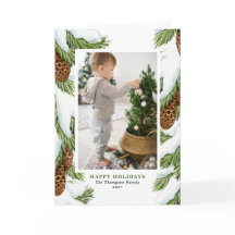 水彩雪ピネコーンハッピーホリデーズフォト