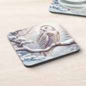 水彩雪フクロウ コースター (左側)