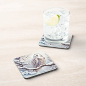 水彩雪フクロウ コースター (右側)