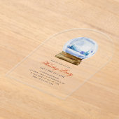 水彩雪モダン球式ホリデーパーティー アクリル招待状 (レイダウン)