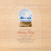 水彩雪モダン球式ホリデーパーティー アクリル招待状 (正面)
