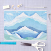 水彩雪山自然イラストレーション 薄葉紙 (クラフト)